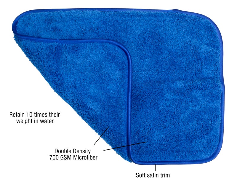 Eurow Double Density 700 GSM Microfiber Shag Towels with Satin Edge, Ultra Absorbent Scratch-Free Car Wash, Dry & Detail Towels, Soft & Fluffy Cleaning Cloths, 12x16 Inches, 10-Pack, Blue - Image 4